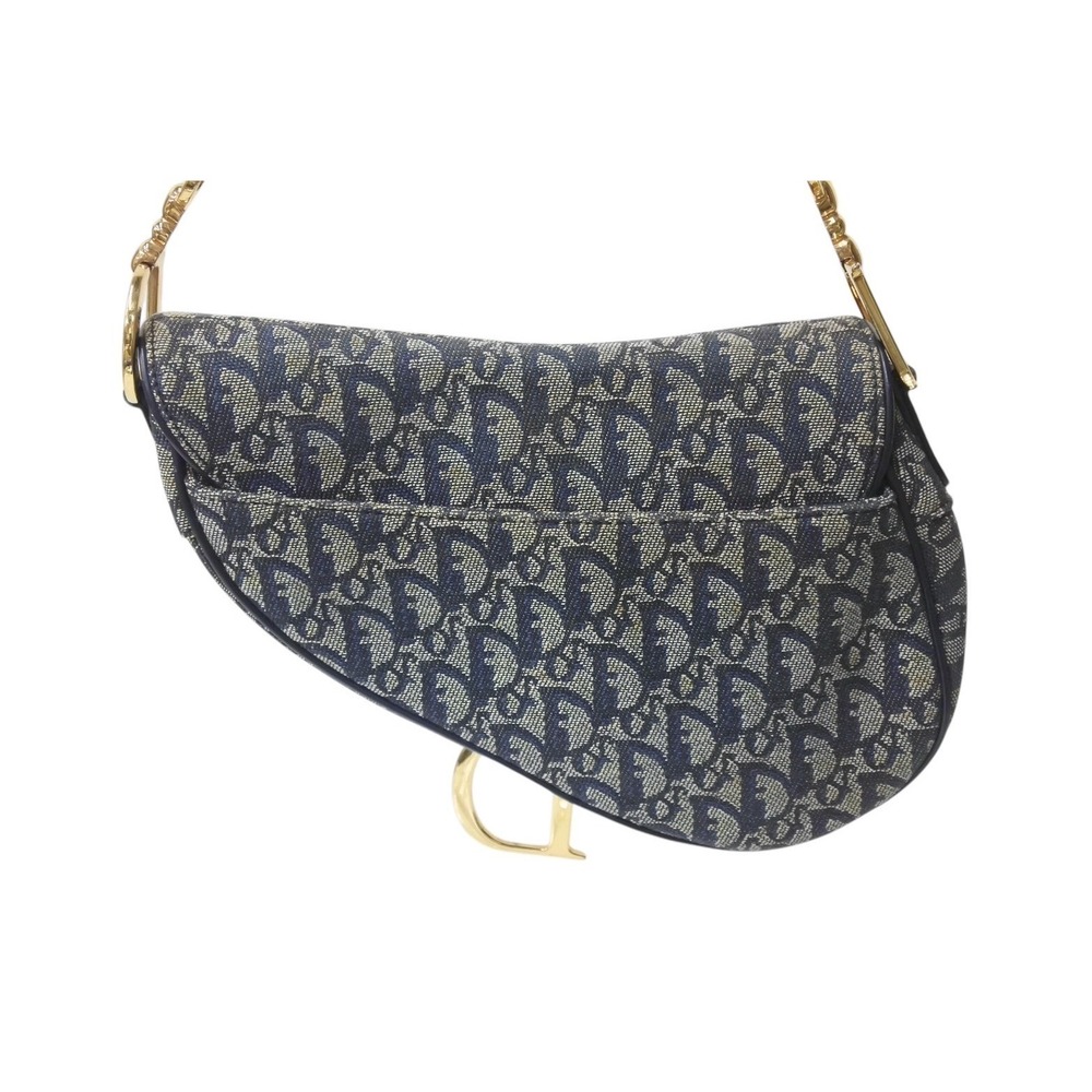 Christian Dior Trotter Saddle Bag Navy Blue Galliano - Picture 3 of 10
